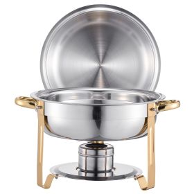 Chafing Dish Buffet Set, 5 Qt 4 Pack, Stainless Steel Chafer with 4 Full Size Pans, Round Catering Warmer Server with Lid Water Pan Folding Stand
